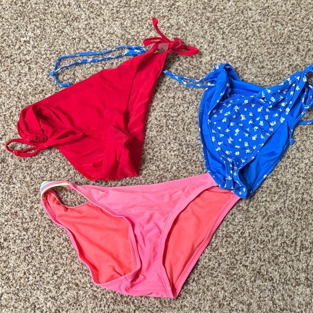 Red, Blue, and Pink Bikini Bottoms